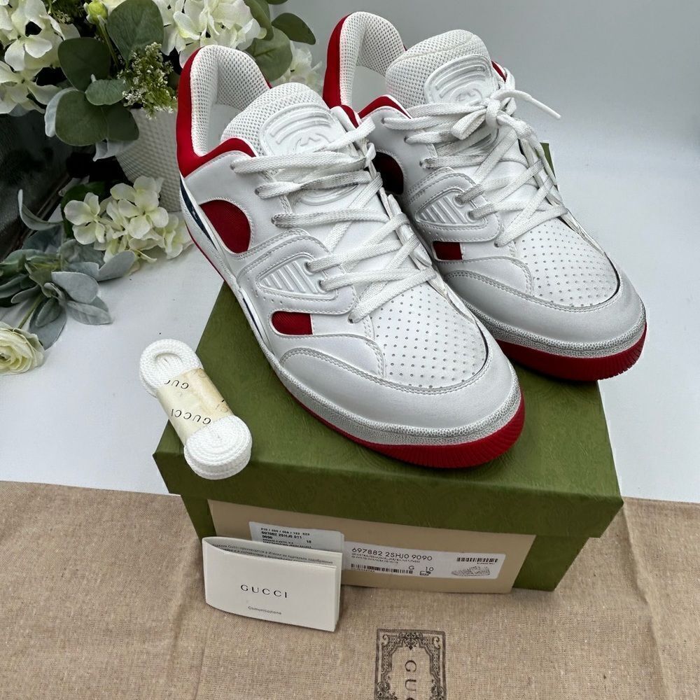 Men’s Gucci leather basket sneakers size 10 made in Italy - Picture 3 of 11